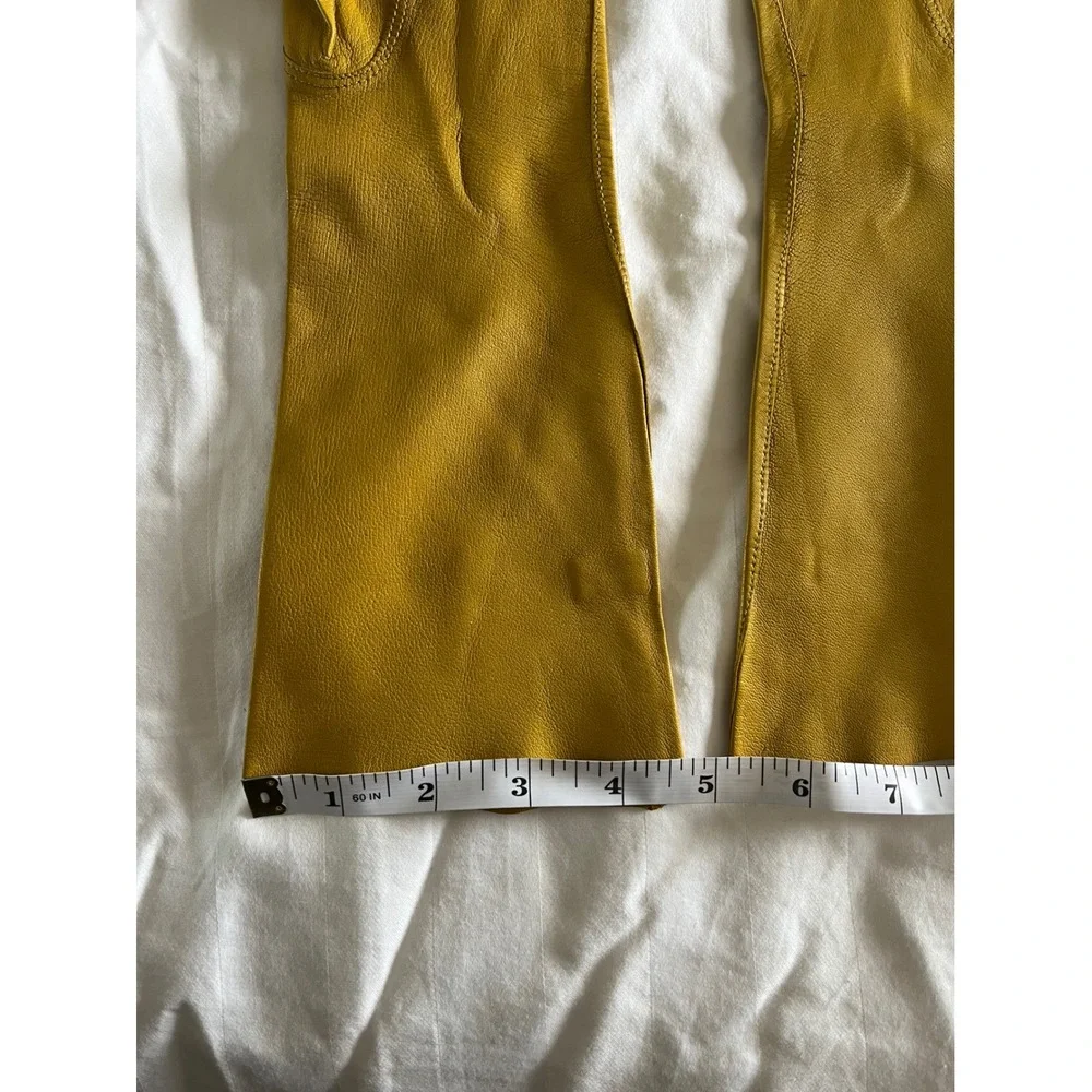 VINTAGE HAMMER OF HOLLYWOOD Long Leather Gloves in Mustard Yellow Hand Made